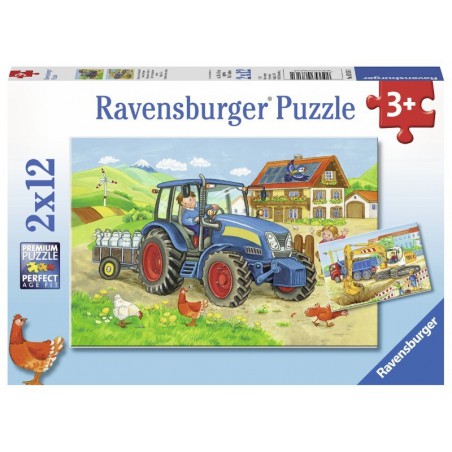 Op de bouwplaats en de boerderij 2x12 stukjes Ravensburger