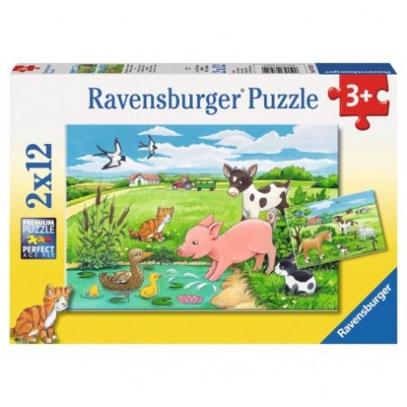 Ravensburger  2x12 stukjes jonge dieren op het platteland