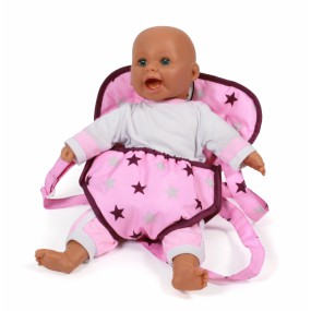 Poppendraagzak (lichtroze/aubergine/ster)