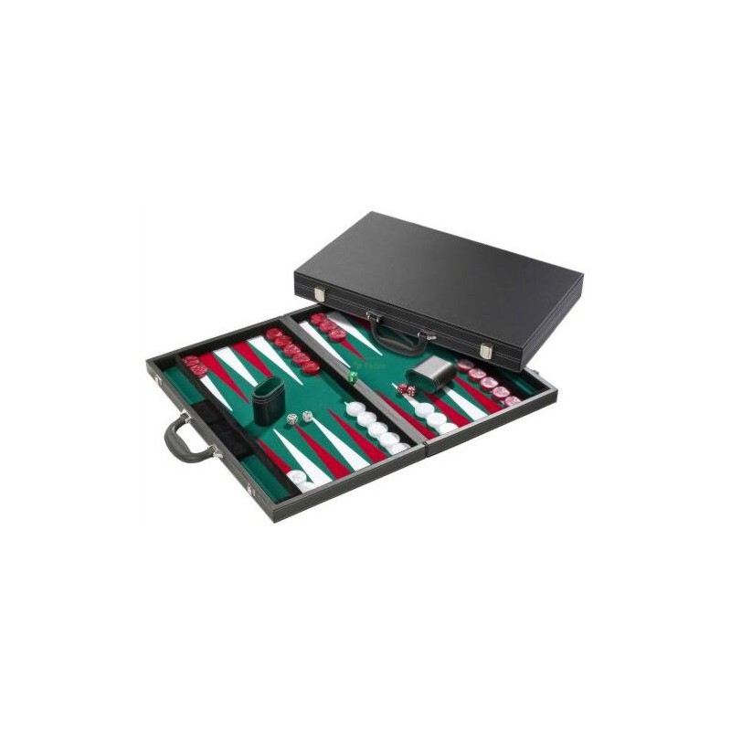 Backgammon Grijs met rood-groene bies
