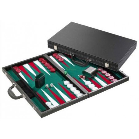 Backgammon Grijs met rood-groene bies