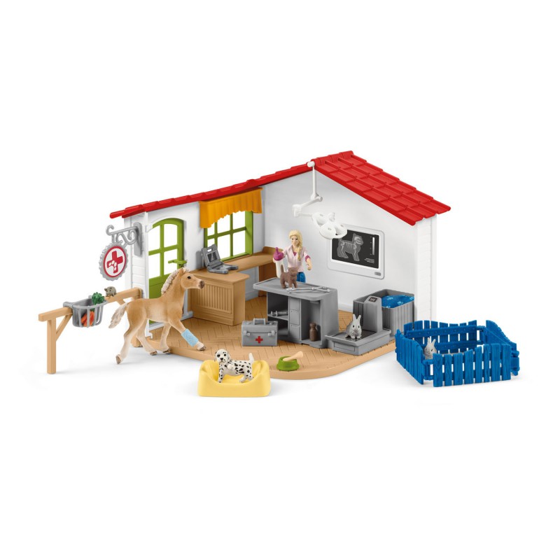Schleich 42502 Dierenartspraktijk met dieren.