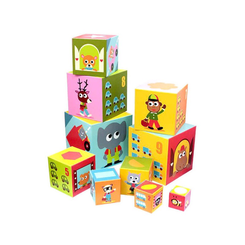 Djeco - 10 Blokken Voertuigen