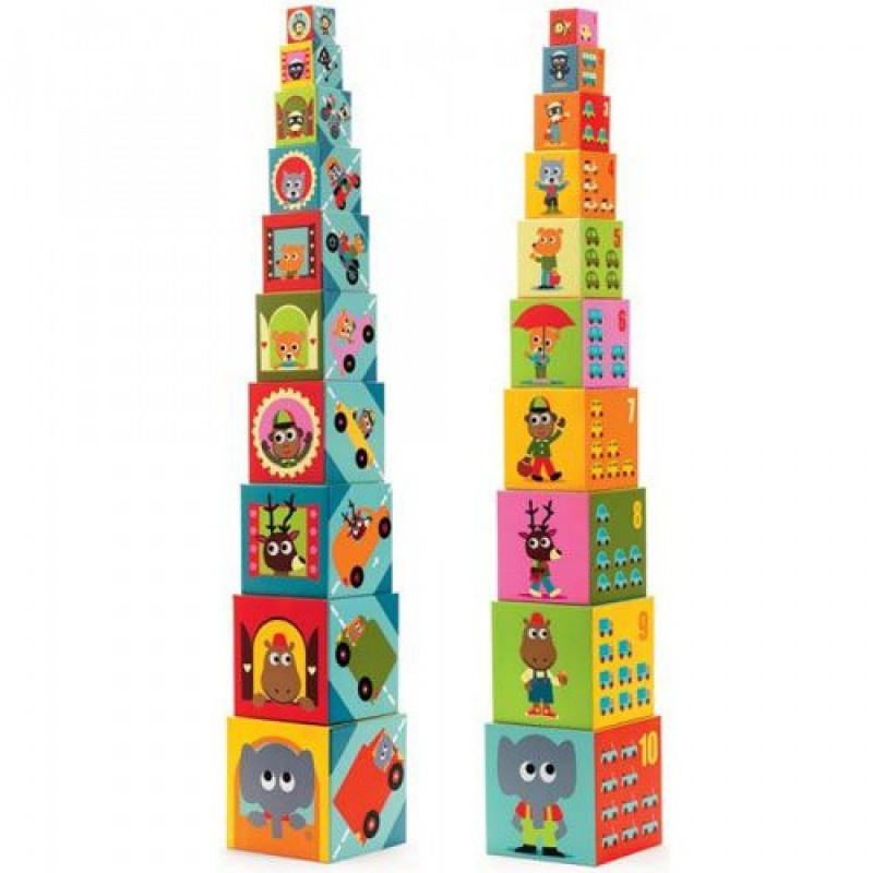 Djeco - 10 Blokken Voertuigen