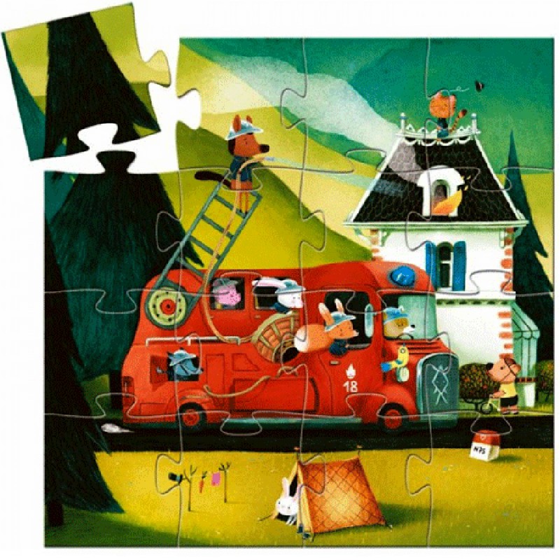 Djeco - Silhouette Puzzel: De Brandweerwagen