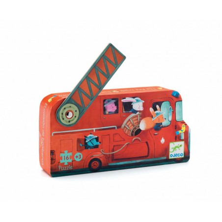 Djeco - Silhouette Puzzel: De Brandweerwagen