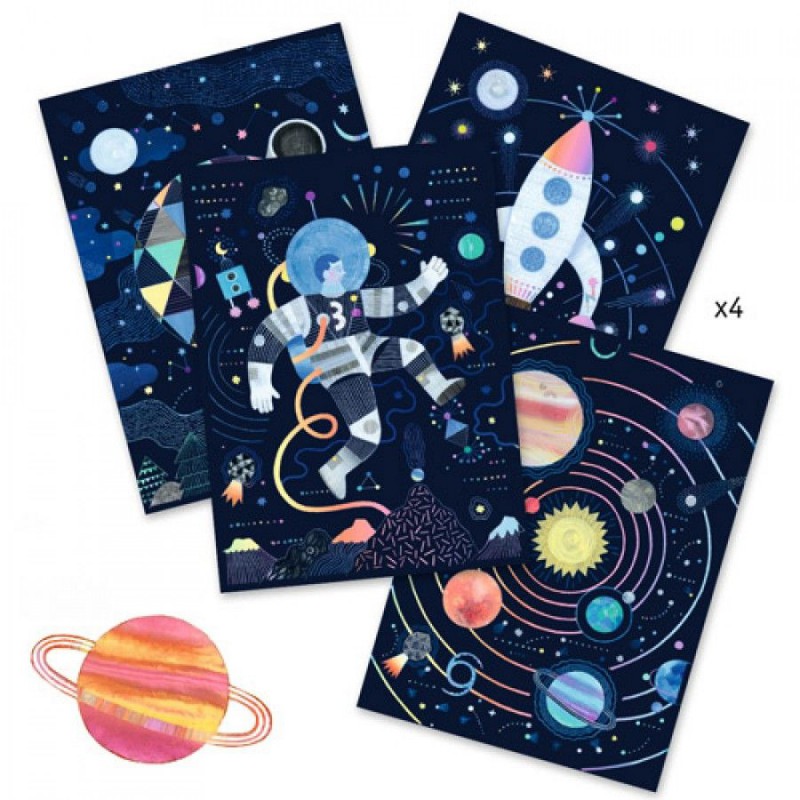 Djeco - Kraskaarten - Kosmische Missie