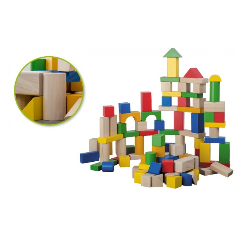 Jouéco,  Houten blokken in ton (100st.)