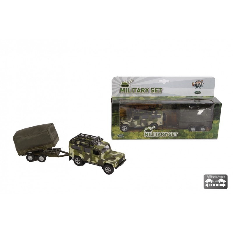 Land Rover met aanhanger military