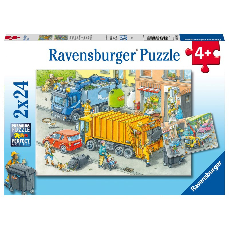 Vuilniswagen en sleepwagen 2x24 stukjes Ravensburger