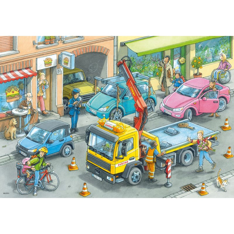 Vuilniswagen en sleepwagen 2x24 stukjes Ravensburger