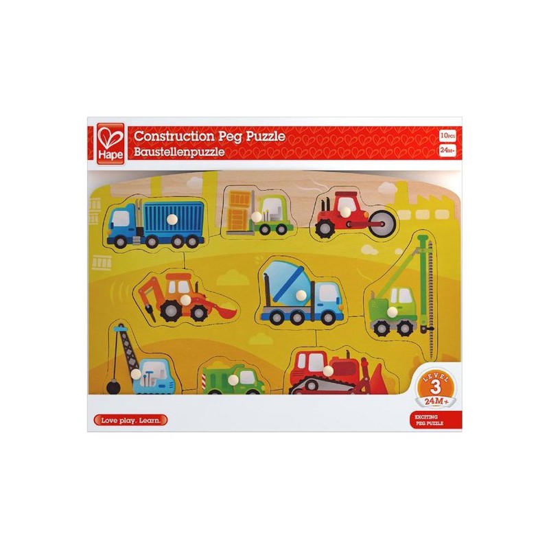 Knoppuzzel Bouwplaats Voertuigen, Hape