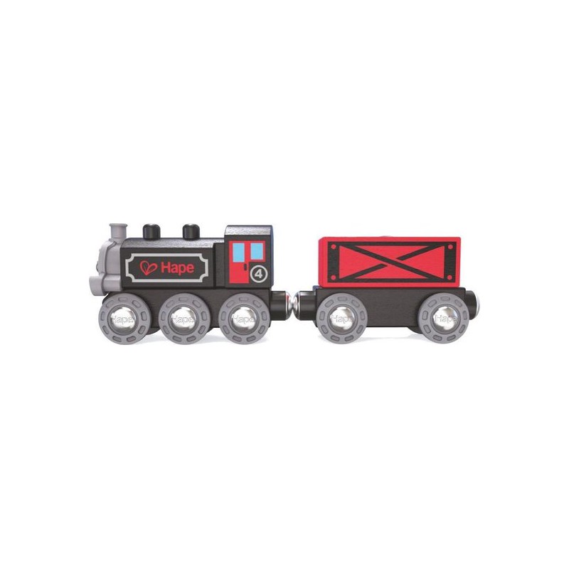 Stoomtrein 5-delig Zwart/rood, Hape