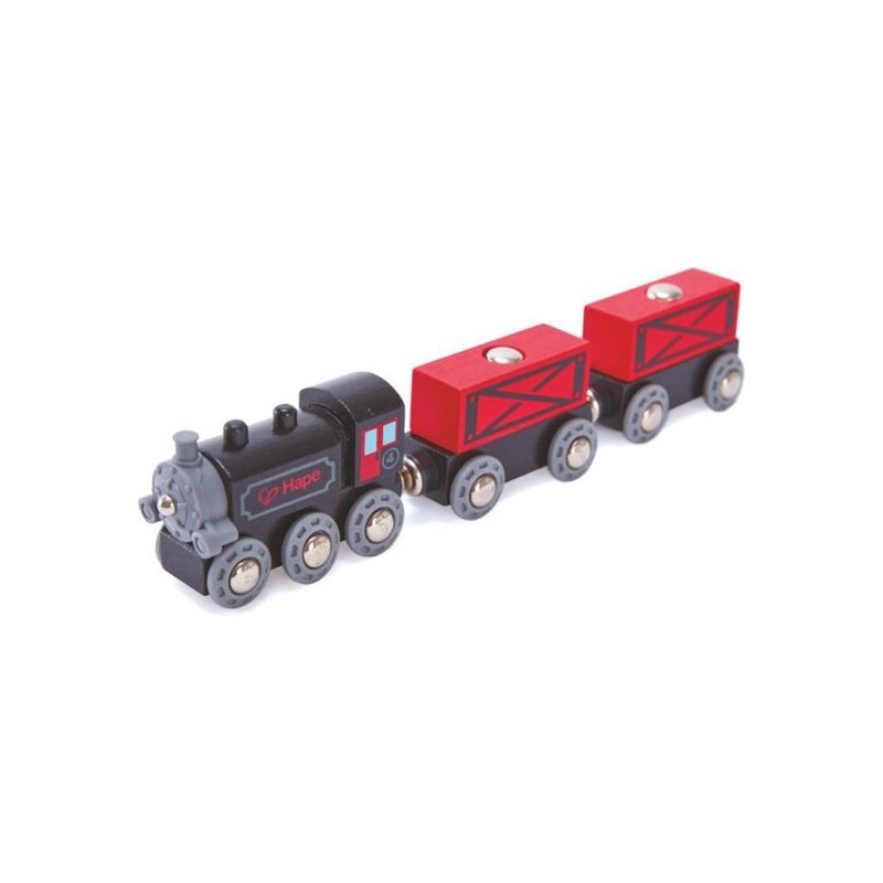 Stoomtrein 5-delig Zwart/rood, Hape