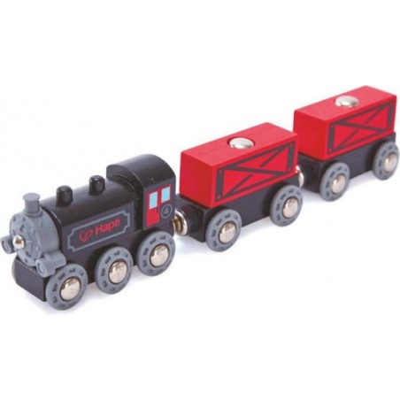 Stoomtrein 5-delig Zwart/rood, Hape Stoomtrein 5-delig Zwart/rood, Hape