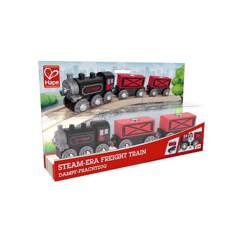 Stoomtrein 5-delig Zwart/rood, Hape