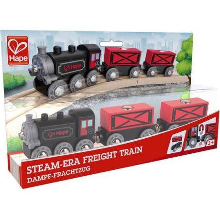 Stoomtrein 5-delig Zwart/rood, Hape Stoomtrein 5-delig Zwart/rood, Hape