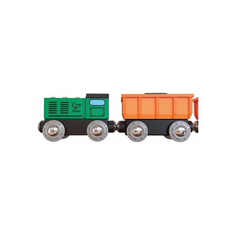Diesel Goederentrein 5-delig groen/oranje/zwart, Hape