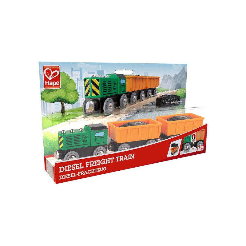 Diesel Goederentrein 5-delig groen/oranje/zwart, Hape