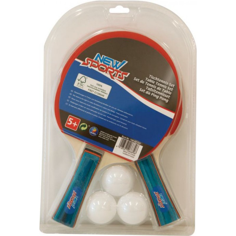 New Sports Tafeltennisset, 2 batjes en 3 ballen