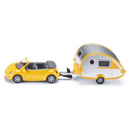 Siku 1629 - VW Beetle cabriolet met caravan 1:87