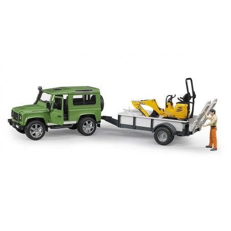 Bruder Land Rover met aanhanger en JCB bagger