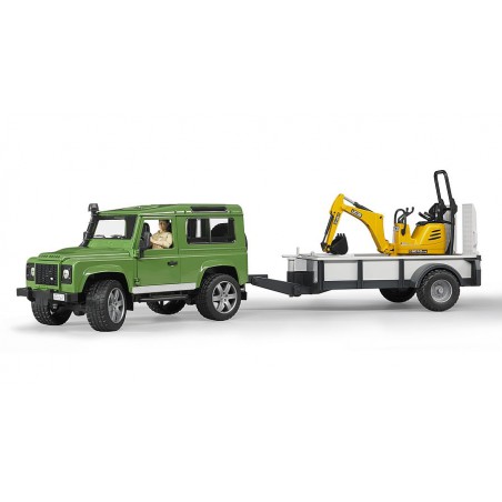 Bruder Land Rover met aanhanger en JCB bagger