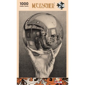 Hand met Spiegelende Bol- M.C. Escher 1000stukjes Puzzelman  puzzel   Afm: 48*68cm