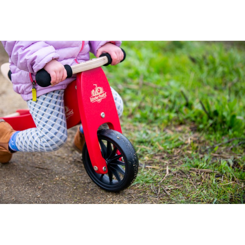 Kinderfeets houten loopfiets & driewieler Tiny Tot Cherry Red
