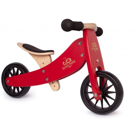 Kinderfeets houten loopfiets & driewieler Tiny Tot Cherry Red