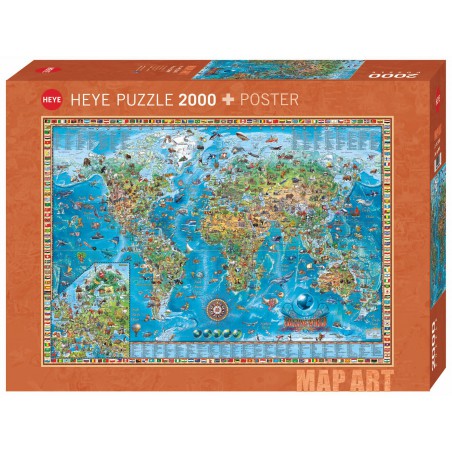 Amazing World - Map Art, Zigic. Heye puzzel 2000 stukjes
