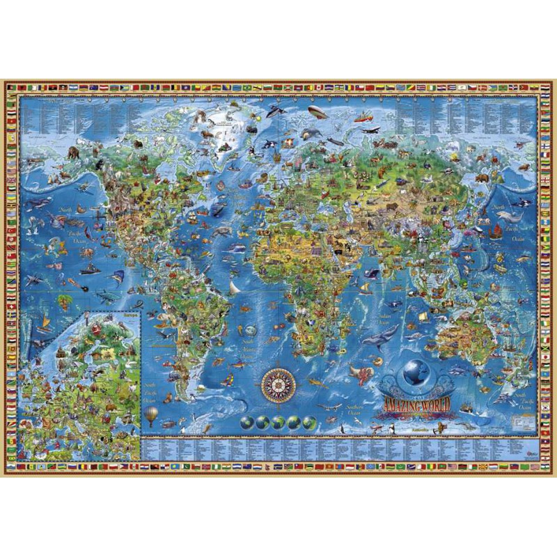 Amazing World - Map Art, Zigic. Heye puzzel 2000 stukjes