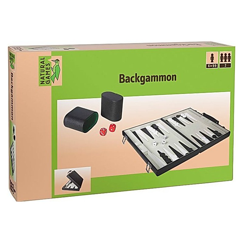 Backgammon koffer zwart vinyl 47x37cm