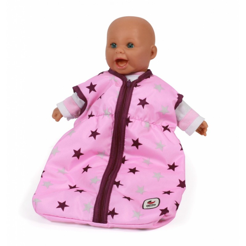 Bayer Chic, Poppenslaapzak (lichtroze/aubergine/sterren)