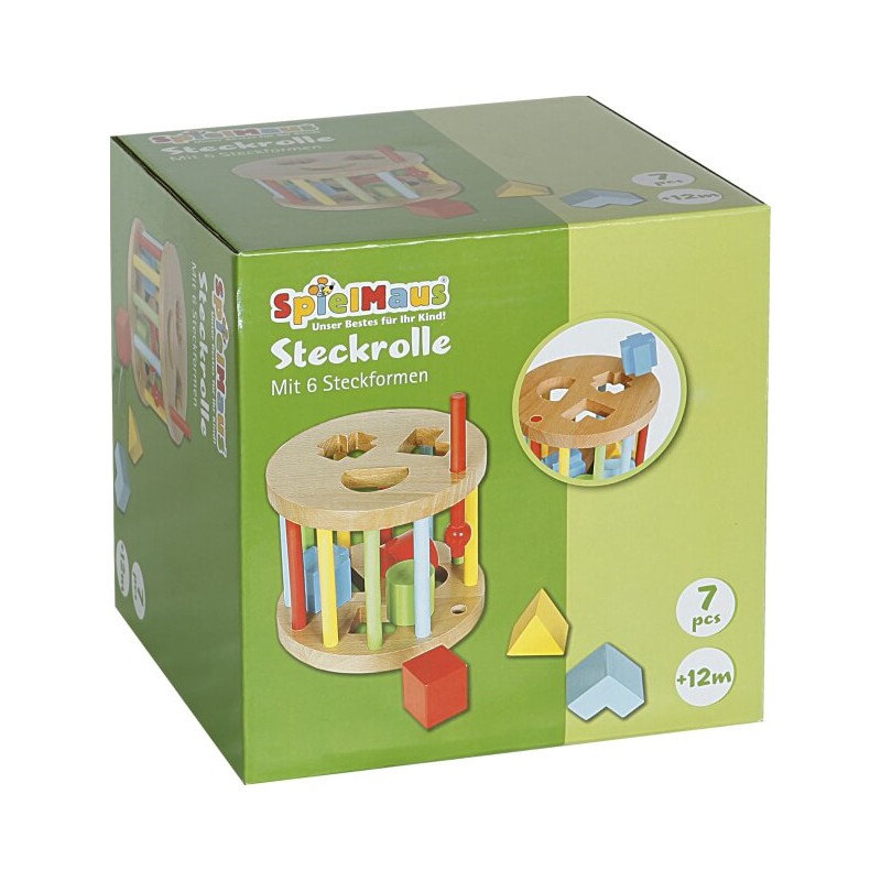 Spielmaus houten vormenstoof rond, 6 stenen