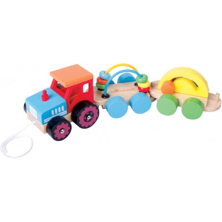 Houten tractor met aanhangwagens, Spielmaus