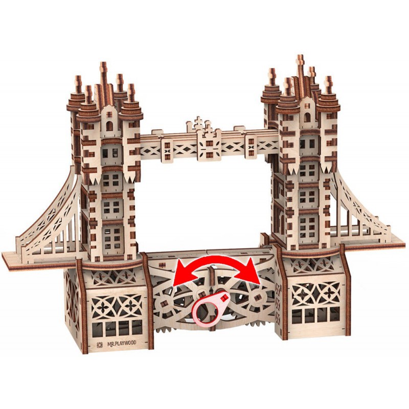 Tower Bridge, mechanisch hout model, Mr. Playwood