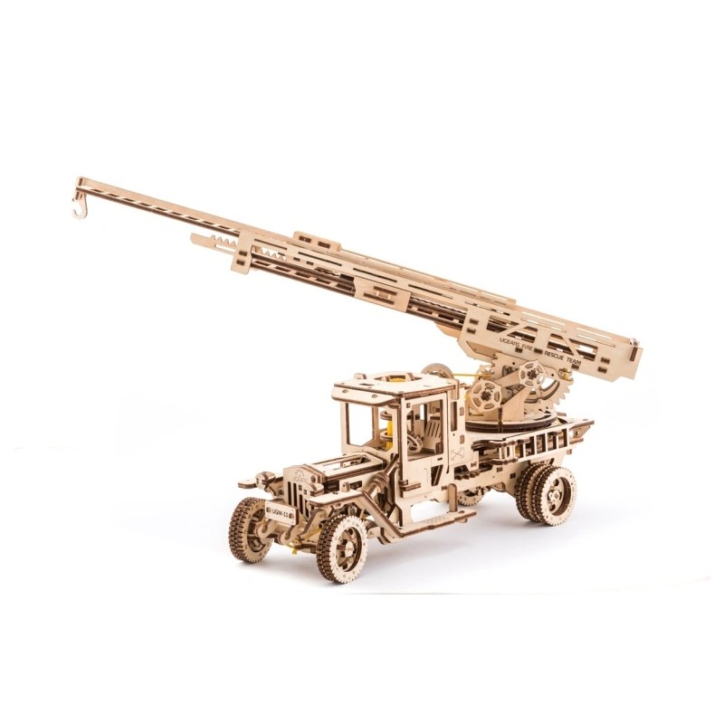 Brandweertruck met ladder, Hout 3D puzzel, Ugears