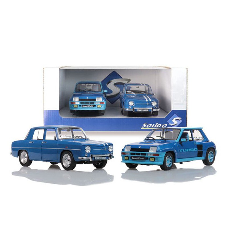 Renault set, R5 Turbo blauw & R8 Gordini blauw 1:18