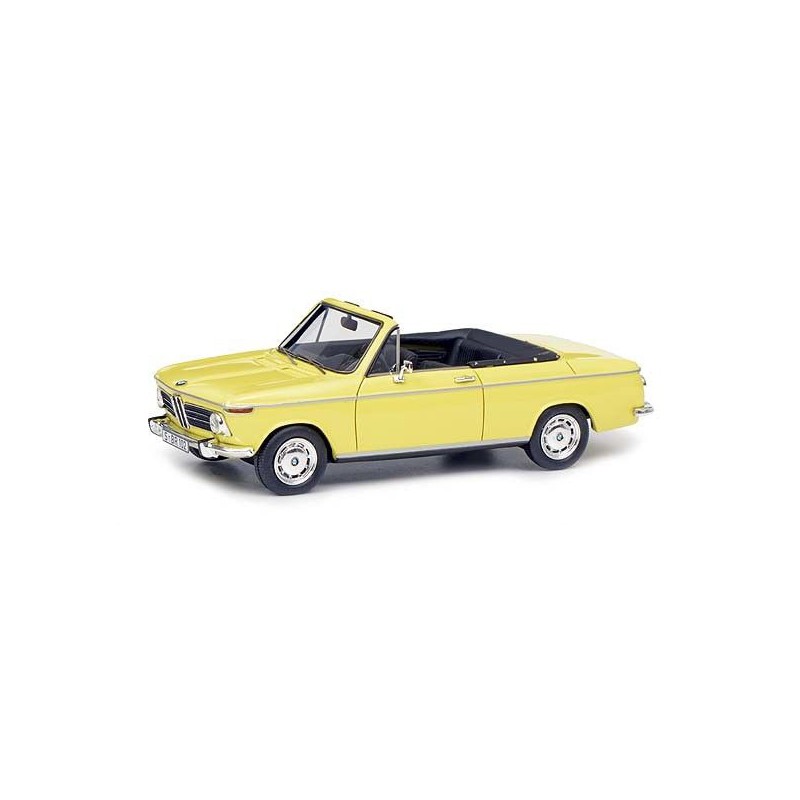 BMW 2002 Cabrio 2/2 (Baur), geel 1:43 Schuco