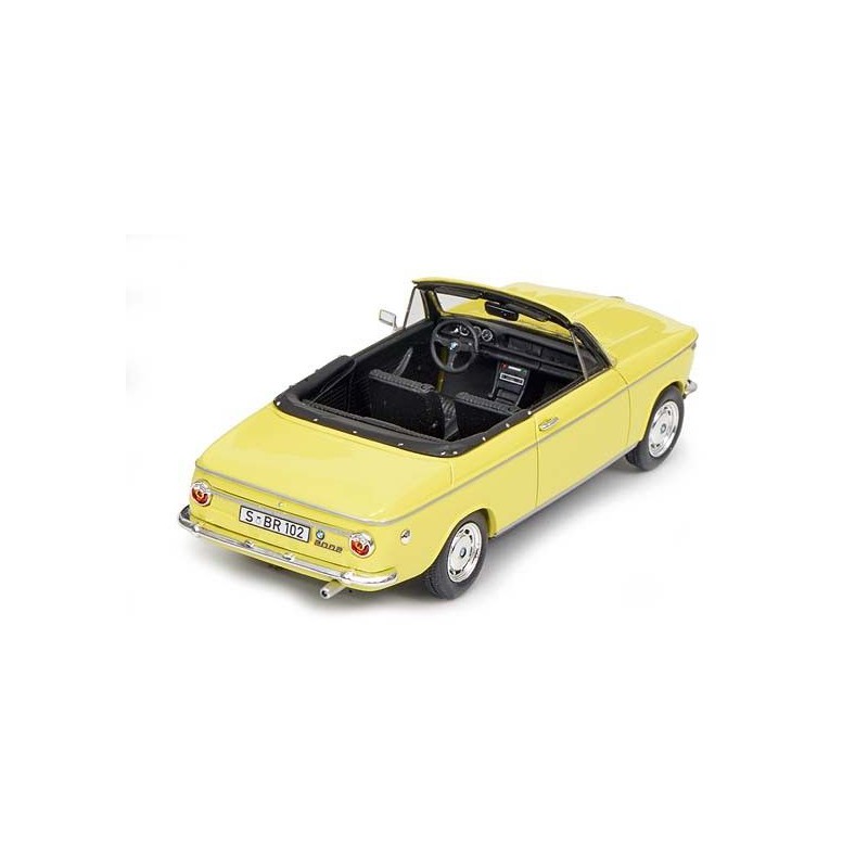 BMW 2002 Cabrio 2/2 (Baur), geel 1:43 Schuco
