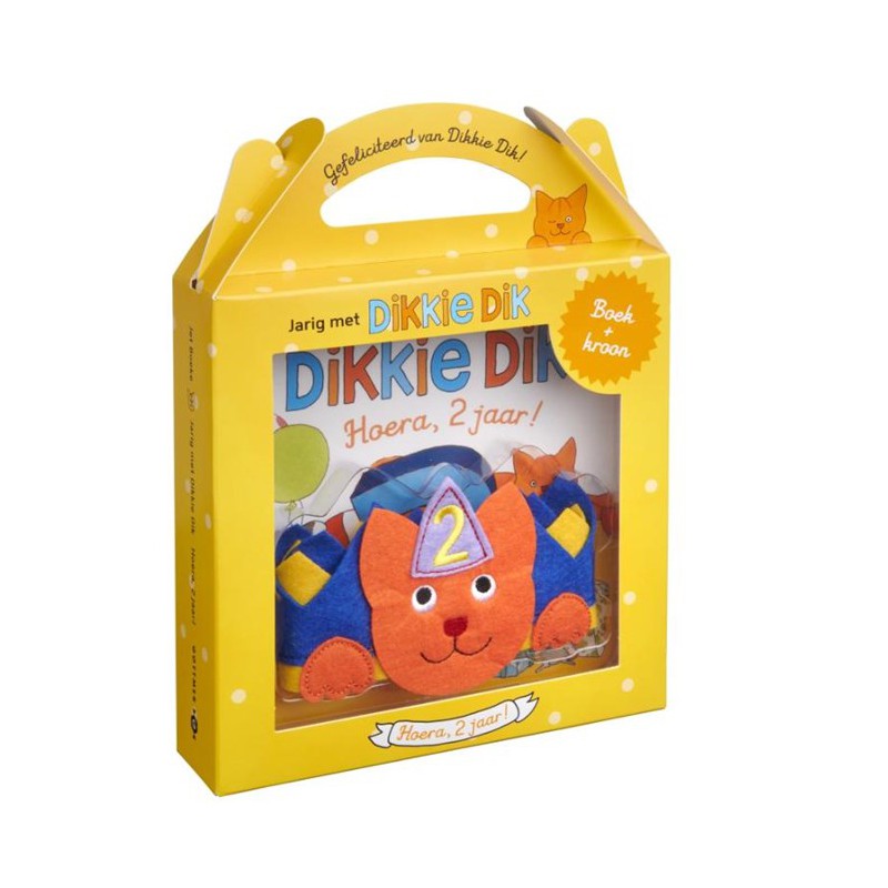 Jarig met Dikkie Dik Hoera 2 jaar! boek en kroon