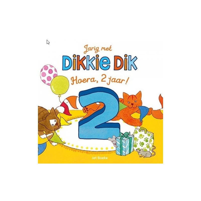 Jarig met Dikkie Dik Hoera 2 jaar! boek en kroon