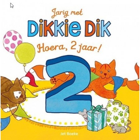 Jarig met Dikkie Dik Hoera 2 jaar! boek en kroon