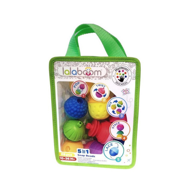 lalaboom Educatieve kralen en accessoires in tas 28 stuks