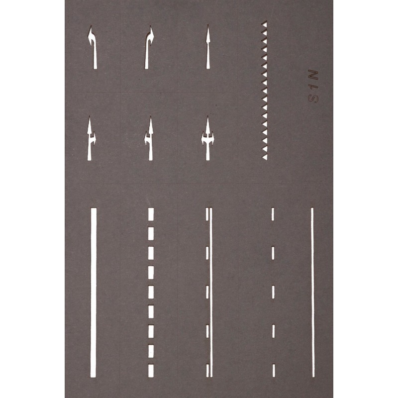 Starter-set voor wegmarkering 1 bochtliniaal 1 wegmarkeringspen 1 wegmarkeringssjabloon elk voor H0, TT en N-spoor