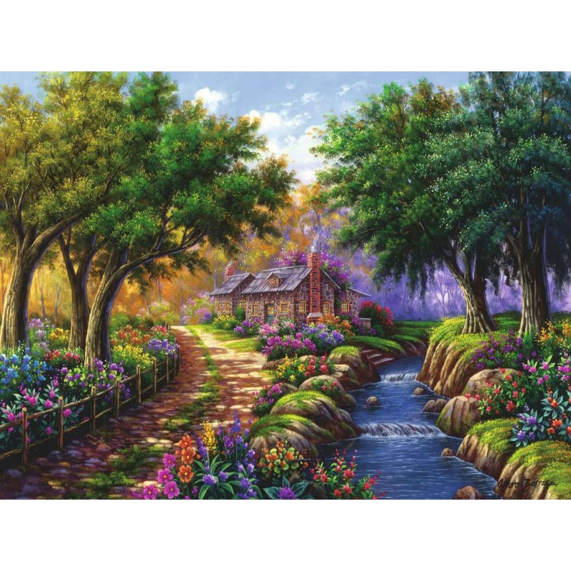 Cottage bij de rivier, ravensburger 1500stukjes
