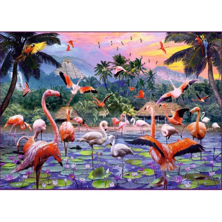 Roze flamingo's, 1000 stukjes Ravensburger
