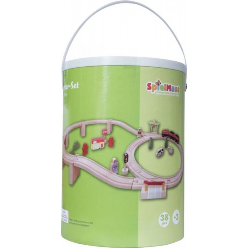 Spielmaus Houten Treinbaan in ton, 38 delig