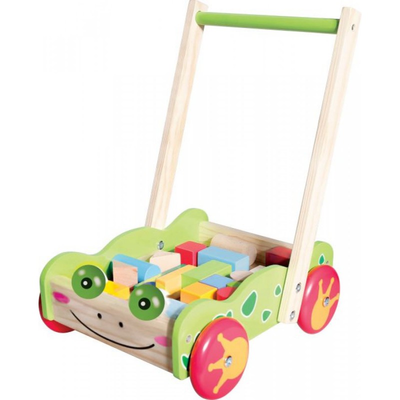 Spielmaus Houten Loopwagen met blokken, 20 st